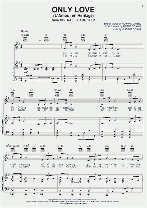 Only Love Piano Sheet Music Onlinepianist