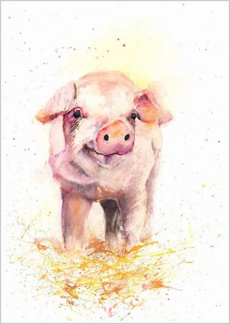 Limited Eition Print Of Pig Original Watercolour By Helen April Rose