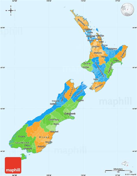 Political Simple Map Of New Zealand