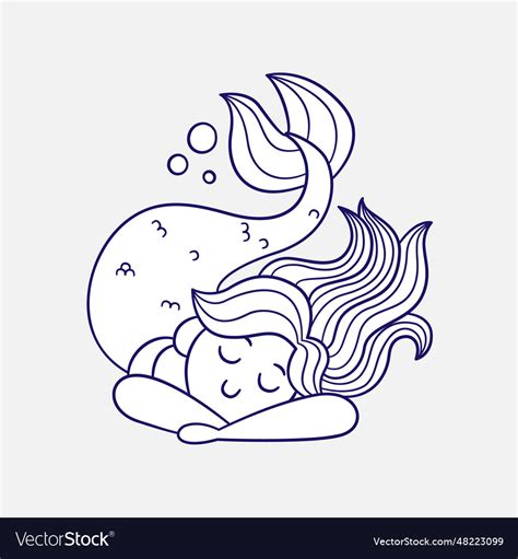 Hand Drawn Mermaid Outline Royalty Free Vector Image
