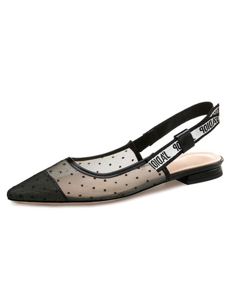 Womens Black Flats Lace Pointed Toe Slingbacks Flat Shoes