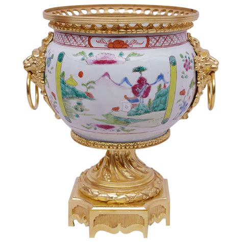 18th Century Canton Porcelain Cup Mounted In Gilt Bronze 19th Century
