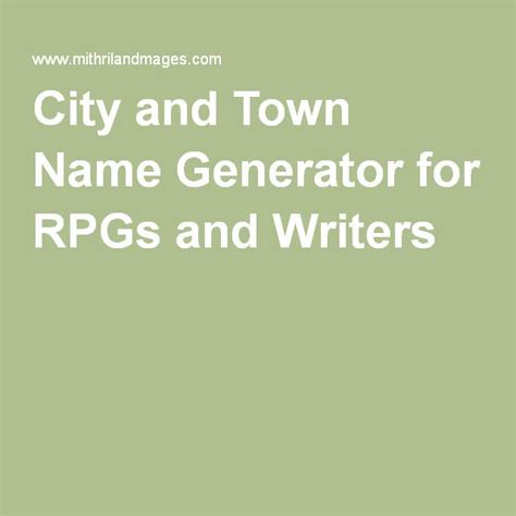 City And Town Name Generator For Rpgs And Writers Town Names Town