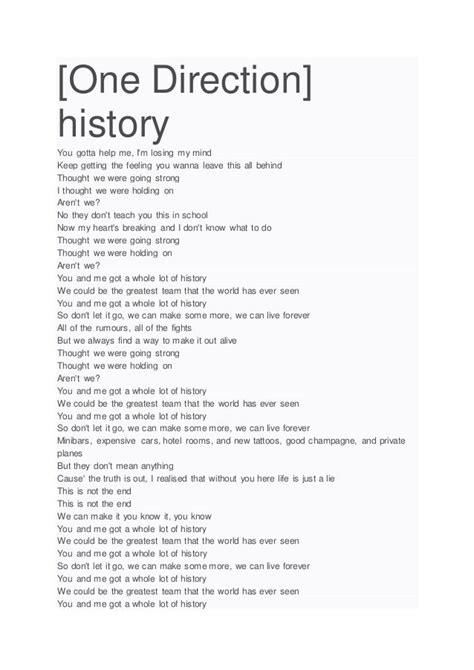 History One Direction Lyrics History Lyrics One Direction Fan Art