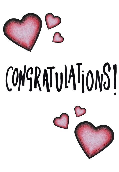 A6 Congratulations Congrats Simple Red Pink Heart Card Drawing Etsy