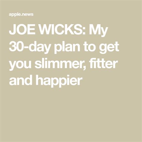 Joe Wicks My 30 Day Plan To Get You Slimmer Fitter And Happier
