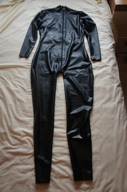 Latex Rubber Catsuit Front Thru Crotch Zip Size M £10500 Picclick Uk