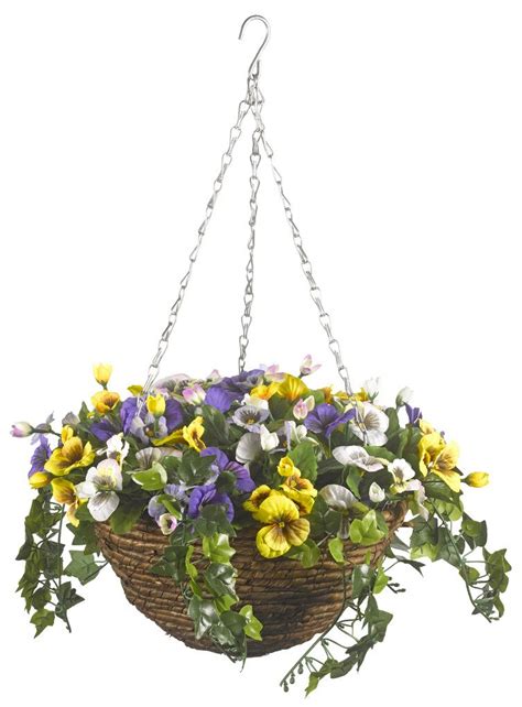 One way to reduce the weight of a hanging basket is to but even a small basket that's been lightly potted can require a hefty hanging device, depending on where you choose to hang it, so make sure. Smart Garden Easy Hanging Basket Artificial Pansy Flower ...