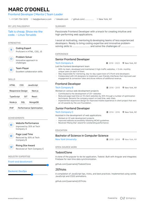 9 Front End Developer Resume Examples And Guide For 2023