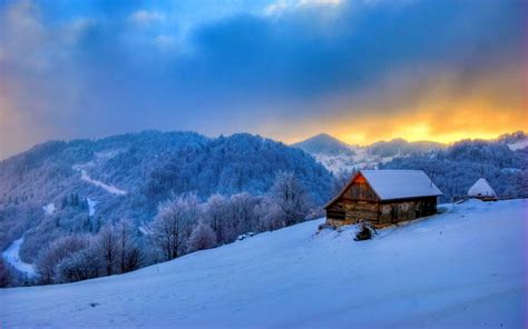 Mountain Cabin In Winter Fondo De Pantalla Hd Fondo De Escritorio