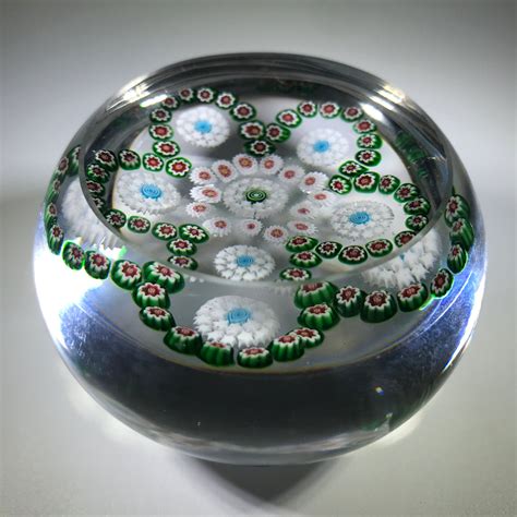 Antique Baccarat Art Glass Paperweight Complex Millefiori Garland The Paperweight Collection