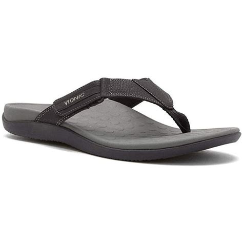 Vionic Mens Ryder Toe Post Sandal Black And Grey M 9 M Us