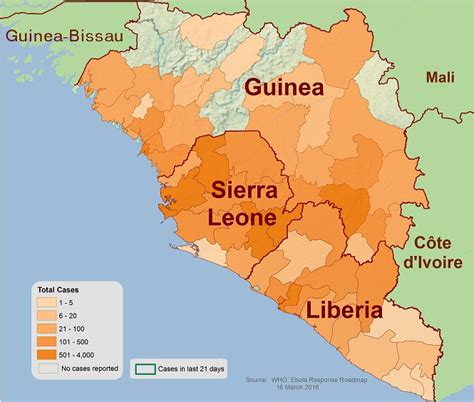 The 2014 ebola virus epidemic in west africa has implications for the world. CDC's Distribution map showing districts and cities ...