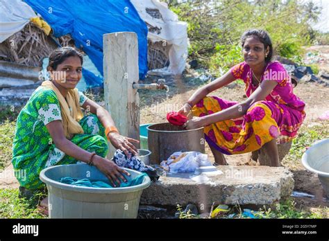 Indian Women Washing Clothes Hand Hi Res Stock Photography And Images