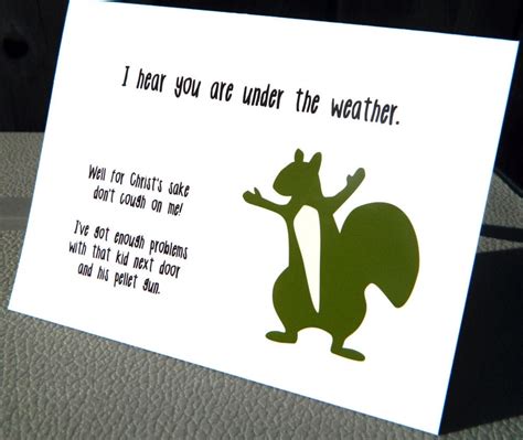 Funny Squirrel Get Well Card Wg110 350 Via Etsy Squirrel Funny