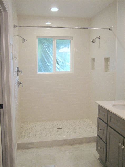 If you are working with a during remodeling, it's a good idea to stand with your arms outstretched and then turn in a circle. double shower heads | Bathroom renovation, Bathrooms ...
