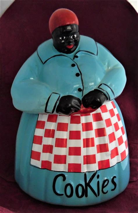 Mccoy Aunt Jemima Mammy Cookie Jar Blue W Red Check Apron Antique