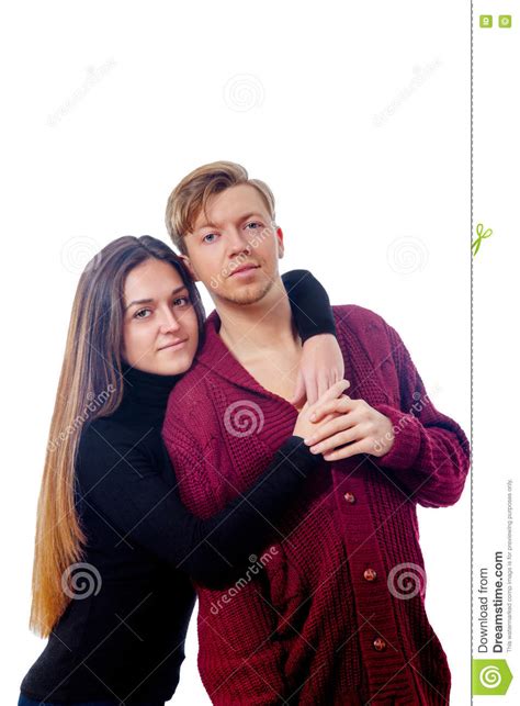 Guy Blonde And Brunette Girl On A White Background Stock Image Image