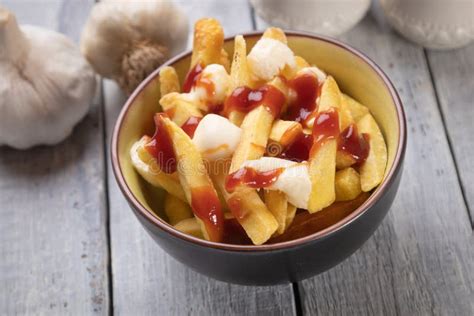 Canadian Poutine Potato Fries With Cheese And Gravy Stock Photo Image