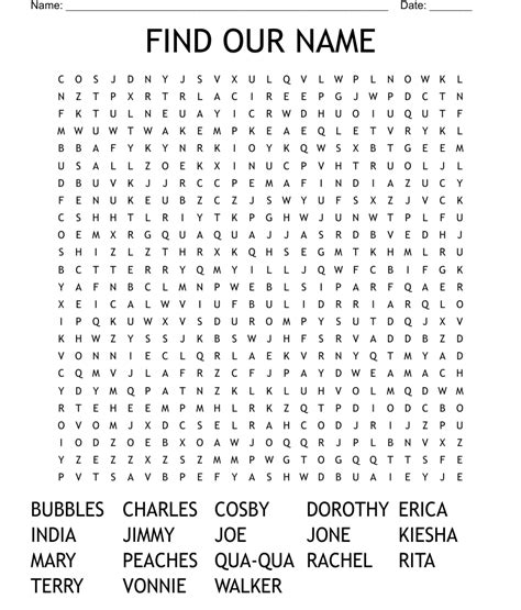 Find Our Name Word Search Wordmint