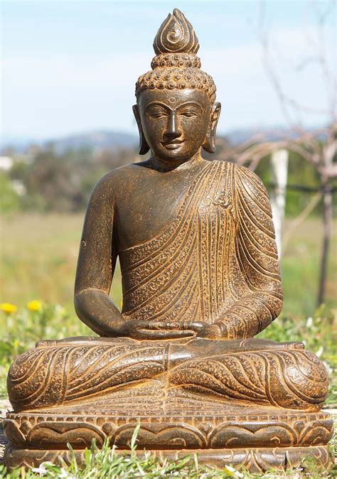 SOLD Lava Stone Meditating Garden Buddha 24