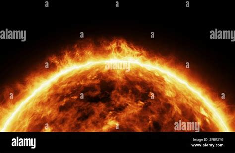 Highly Realistic Closeup Look View Of Sun Surface With Flares Burning