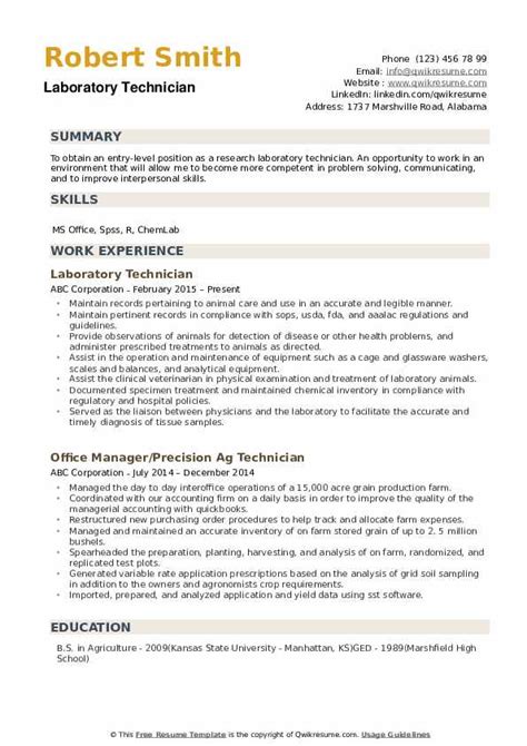 According to the bls gov, overall employment of clinical laboratory technologist and technicians is projected to grow 11 percent from 2018 to 2028, or approximately over 10,000 positions across the country in each year. Cv Template For Medical Laboratory Technician - Laboratory Assistant CV Example - icover.org.uk