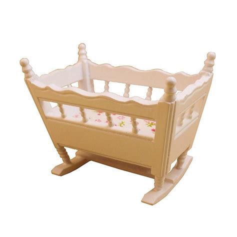 Mini Baby Crib Kids Girls Prentend Play Toy For 112 Doll House On
