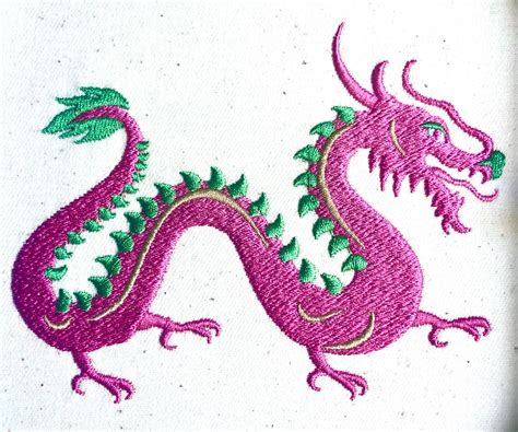 Dragon Embroidery Design Chinoiserie Machine Embroidery File Design 4x4 Hoop Simple