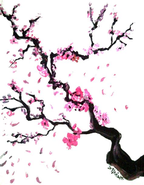 Japanese Cherry Blossom Tree Drawing Easy Sakura Painting Cherry