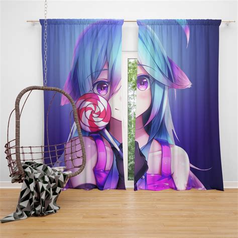Visionbedding is the home of unique bedroom decor! Lollipop Anime Girl Bedroom Window Curtain | EBeddingSets