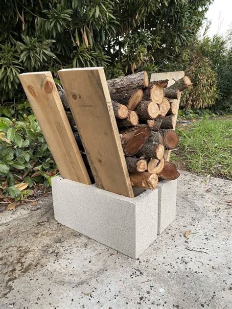 Stick 4 2x4 boards into the cinder block. Cinder Block Wood Rack : Diy Firewood Rack Ideas With ...