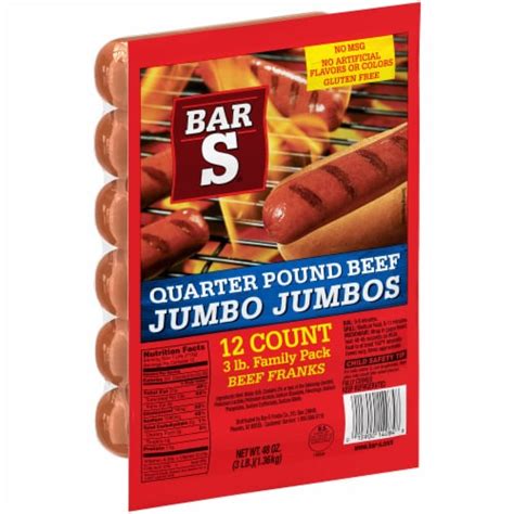 Bar S Quarter Pound Beef Jumbo Jumbo Franks 12 Ct 48 Oz Dillons Food Stores