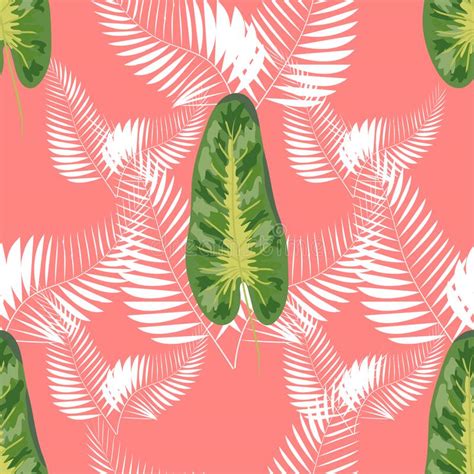 Tropical Leaves Palms Monstera Leaf Floral Seamless Pattern Stock