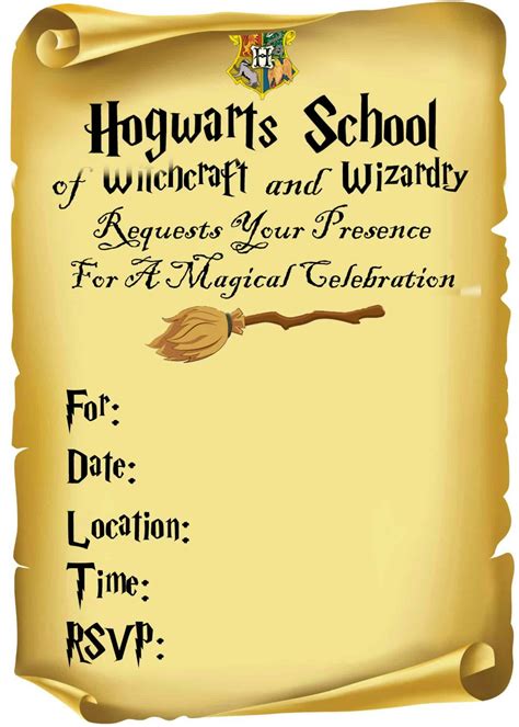 Harry Potter Printable Invitations Printable World Holiday