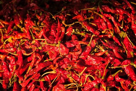 Dried Dry Red Spicy Chili Peppers Pile Stock Image Colourbox