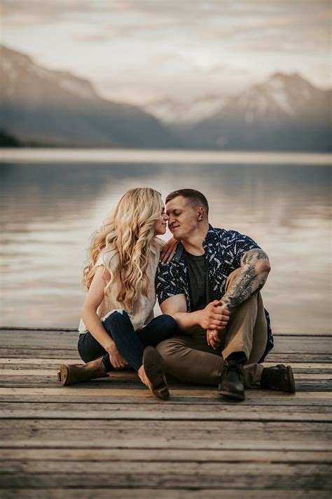 Jake And Felicia Glacier National Park Couples Session Lake Photoshoot Couple Photoshoot