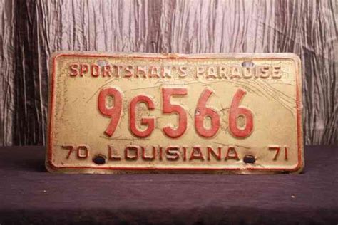 Vintage 1970 1971 Original Louisiana License Plate Tag