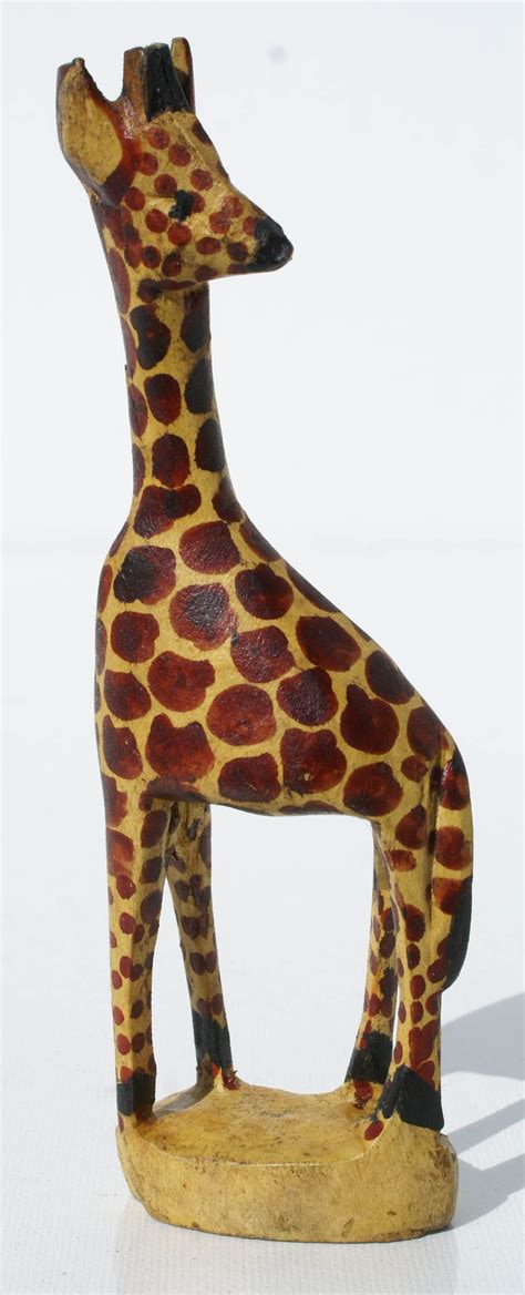 Wooden African Giraffe Hand Carved Figurine Wild South Africa Animal