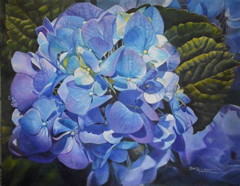 Blue Hydrangea Painting By Bev Robertson Afca Oil Painting On Canvas