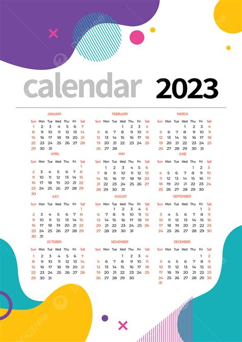 Gambar Kalender Meja Kalender Tahun Baru 2023 Blok Warna Geometris