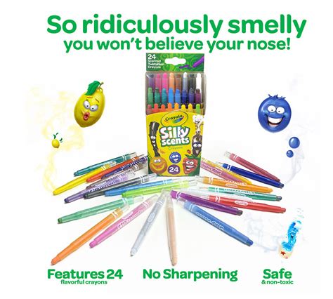 Crayola Silly Scents Crayons 24 Count Scented Art Tools Assorted