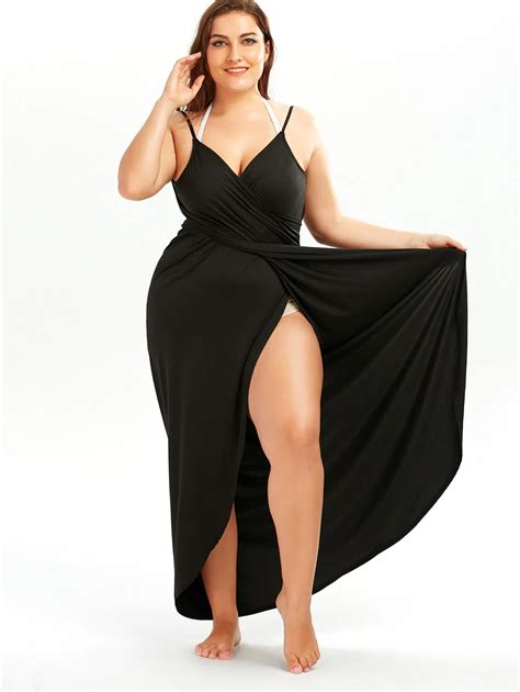 Gamiss 2018 Summer Sexy Plus Size 5xl Beach Wrap Cover Dress Long Split Backless V Neck Maxi
