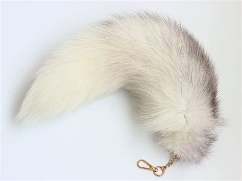 Fosrion Fluffy White Gray Arctic Fox Tail Fur Halloween