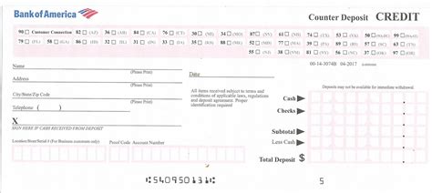 Only money orders and deposit slips are sent to the lock box. Bank of America Deposit Slip - Free Printable Template ...