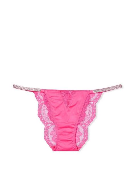Nwt Victoria S Secret Shine Strap Lace Cheeky Panty Pink Large L Ebay