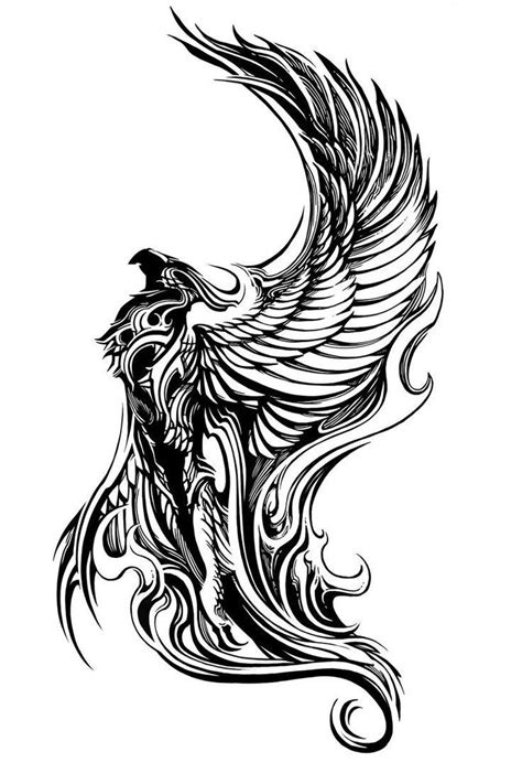 Breathtaking Black And White Flying Phoenix Tattoo Design