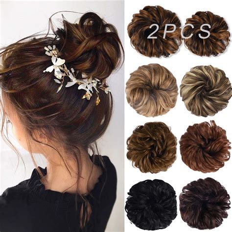 Hoojih Adjustable Size Messy Bun Fake Hair 2 Piece