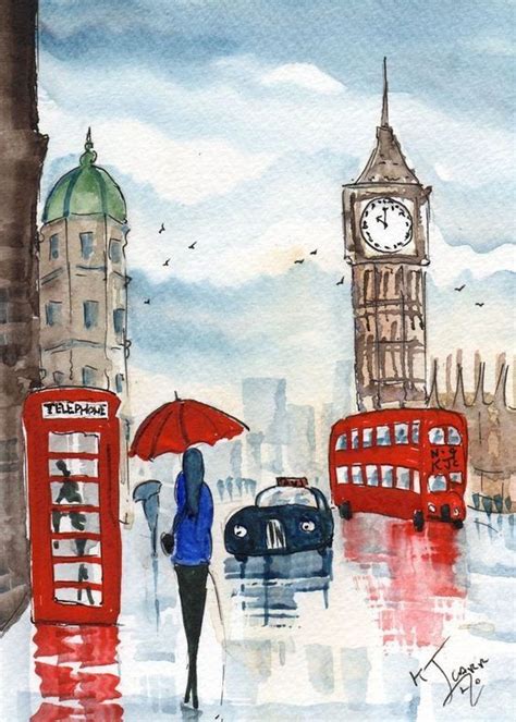 Watercolour Rain And Watercolour Paintings On Pinterest London