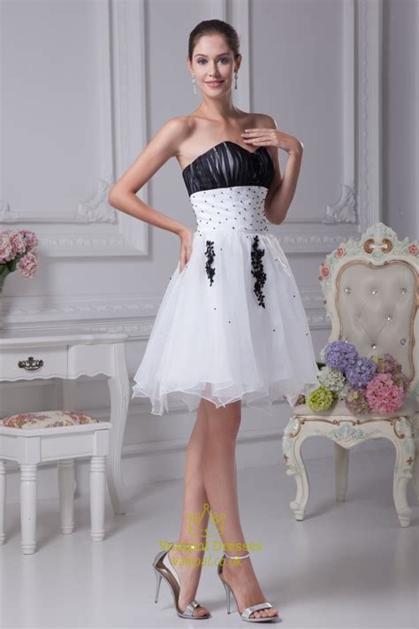 For short, black dresses became popular in the last some black and white wedding dress ideas can be effective at giving you that stunning look. White And Black Short Prom Dresses, White Wedding Dresses With Black Accents | Vampal Dresses